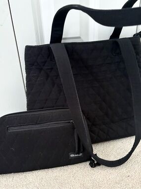 Vera Bradley Black Quilted Tote with Matching Wallet